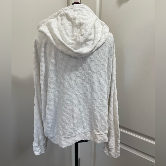 Billabong Women's White Check Hooded Sweatshirt Size L Casual Fall - Picture 9 of 12
